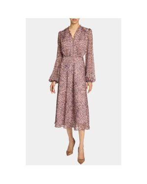 Santorelli Amal Long Sleeve Fit And Flare Midi Dress - Pink