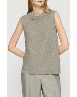 Lafayette 148 New York Mercerized Cotton Texture Stitch Sleeveless Sweater - Gray