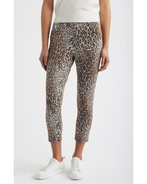 Hue Ultrasoft Leopard Cotton Blend Capri Leggings - Gray