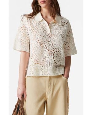 & Other Stories Paisley Wool & Cotton Polo - Natural