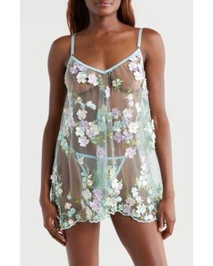 Kilo Brava Embellished Embroidered Sheer Chemise - Multicolor