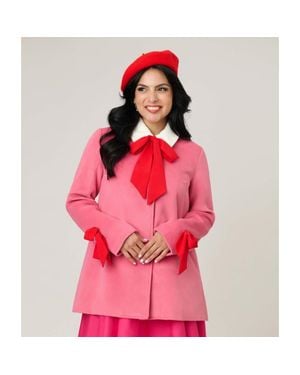 Unique Vintage Bow Topper Coat - Pink