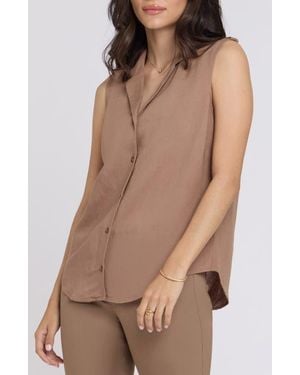 NYDJ Gabrielle Sleeveless Camp Shirt - Brown