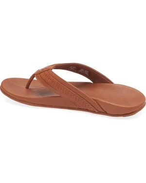 Olukai Aho Leather Flip Flop - Brown