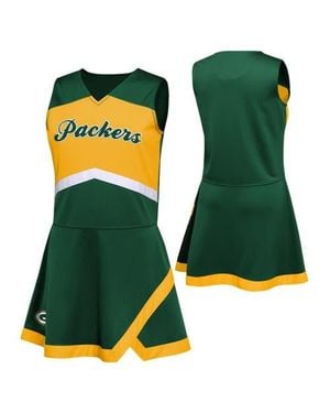 Outerstuff Girls Preschool Bay Packers Two-Piece Cheer Captain Sweater Dress With Bloomers Set - Green