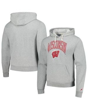 League Collegiate Wear Wisconsin Badgers Tall Arch Essential Pullover Hoodie - Gray