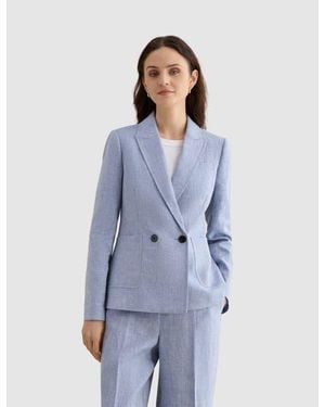 Hobbs Estella Double Breasted Linen Jacket - Blue