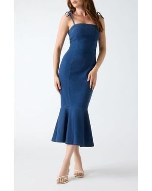 Guess Natty Trumpet Hem Denim Dress - Blue