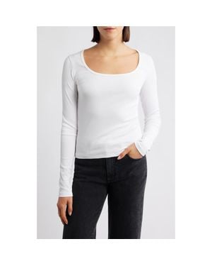 Mavi Square Neck Long Sleeve T-Shirt - White