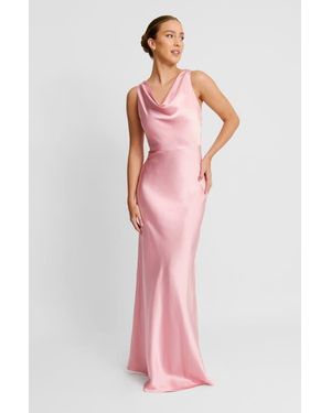 Six Stories Cowl Front Satin Bridesmaid Dress - Pink