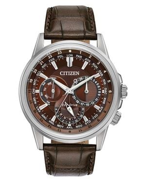 Citizen Calendrier Leather Strap Watch, 44Mm - Gray