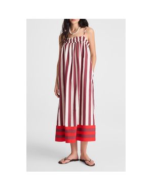 Madewell Stripe Ruffle A-Line Maxi Dress - Red