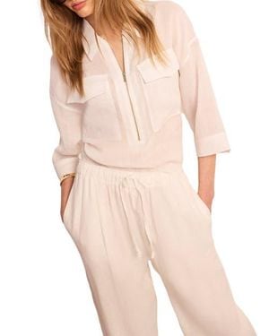 Mint Velvet Ramie Zip Bomber Blouse - Natural