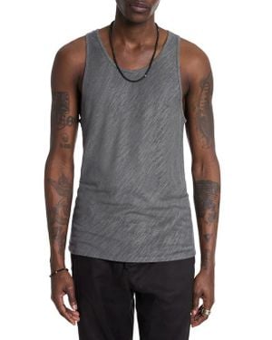 John Varvatos Broome Slim Fit Linen Tank - Gray