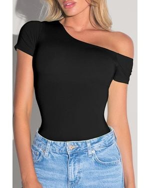 TA3 Mega Sculpting One-Shoulder Short Sleeve Top - Black