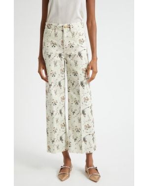 Giambattista Valli Floral Print Wide Leg Jeans - Natural