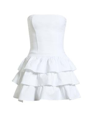 Emerald Sundae Layered Ruffle Strapless Minidress - White