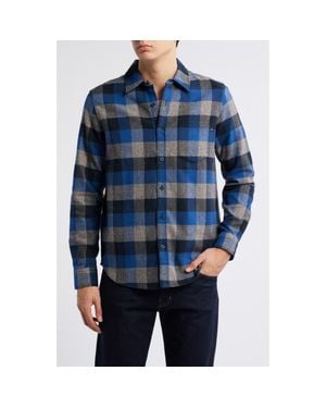 AG Jeans Aiden Plaid Cotton Button-Up Shirt - Blue
