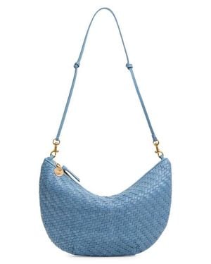 Clare V. Lune Woven Zig Zag Leather Shoulder Bag - Blue