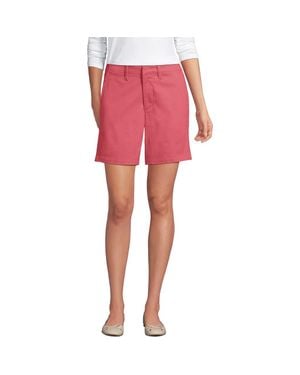 Lands' End Plus Size Elastic Back Classic 7 Chino Shorts - Pink