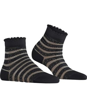 FALKE Stripe Border Lace Ankle Socks - Black