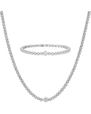 Bearfruit Jewelry Celeste Tennis Necklace & Bracelet Set Holiday Gift Idea - Metallic