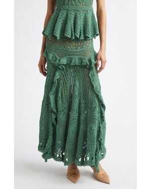 Ulla Johnson Floretta Crochet Maxi Skirt - Green