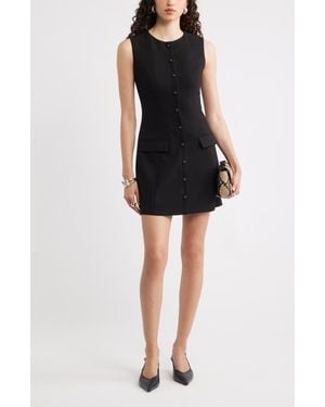 Chelsea28 Button Front Sleeveless Minidress - Black