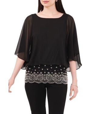 Chaus Embellished Border Top - Black