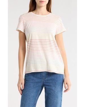 Marine Layer Stripe Cotton Blend T-Shirt - White