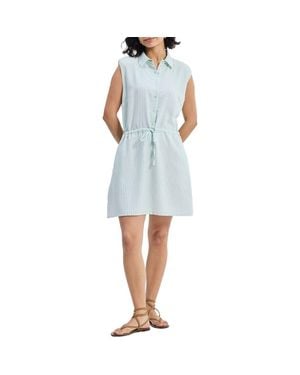 REISTOR Drawstring Shirt Dress - Blue