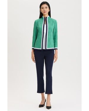 Ming Wang Heritage Contrast Trim Knit Jacket - Green