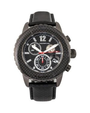 Morphic M51 Series Chronograph Leather-Band Watch W/Date - Black