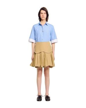 Sandro Mini Flared Pleated Skirt - Blue