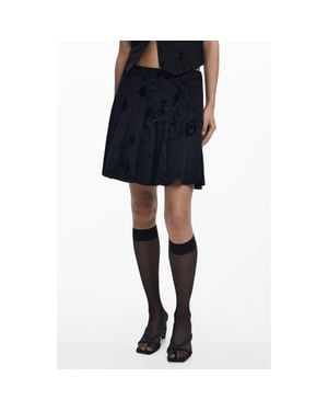 Desigual Floral Embroidered Pleated Miniskirt - Black