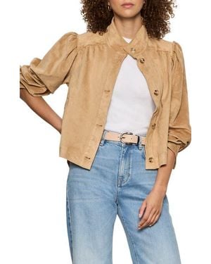 Sanctuary Puff Sleeve Faux Suede Jacket - Blue