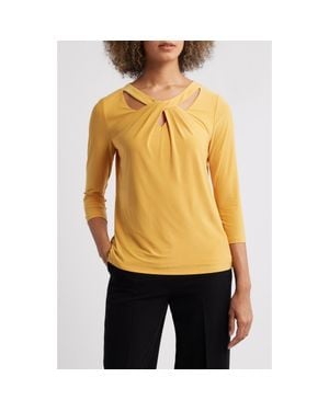 Kasper Sleeveless Twist Front Jersey Top - Yellow