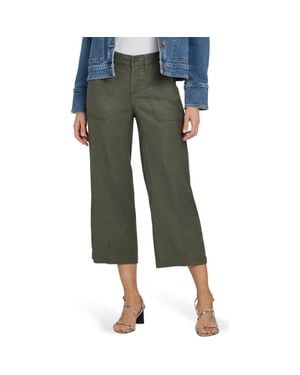 NYDJ Linen Blend Crop Wide Leg Pants - Green