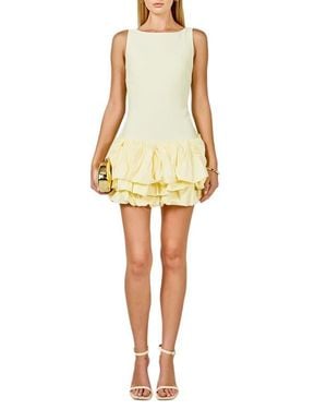 Endless Rose Bubble Hem Bodysuit Minidress - Yellow