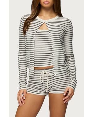 Edikted Lillian Stripe Cardigan - Natural