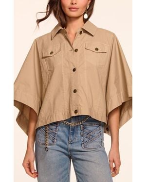 Ramy Brook Beatrice Crop Cotton Stretch Canvas Cape - Blue