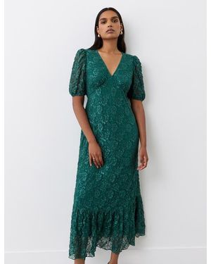 Finery London Loretta Short Sleeve Lace Midi Dress - Green