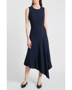 Santorelli Kylie Sleeveless Asymmetric Midi Crepe Dress - Blue