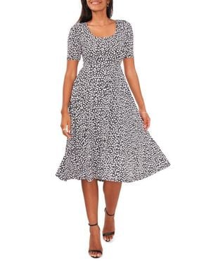 Chaus Floral Print Midi Dress - Gray
