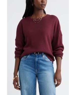 Caslon Long Sleeve Waffle Knit T-Shirt - Red