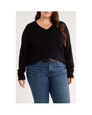Caslon V-Neck Wool & Cashmere Sweater - Black