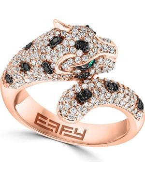 Effy 14K Rose Diamond, Emerald & Diamond Panther Ring - Metallic