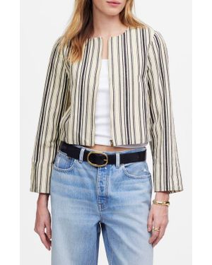 Madewell Stripe Crop Cotton & Linen Jacket - Blue