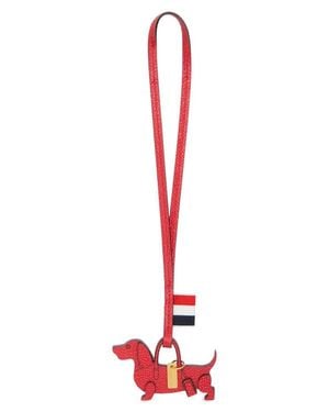 Thom Browne Hector Pebble Grain Leather Bag Charm - Red
