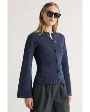 MODERN CITIZEN Eames Cotton Wool Button Cardigan - Blue